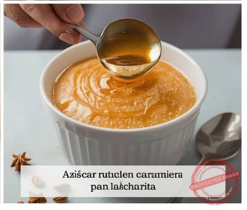 Azúcar recién caramelizada lista para romper con la cuchara