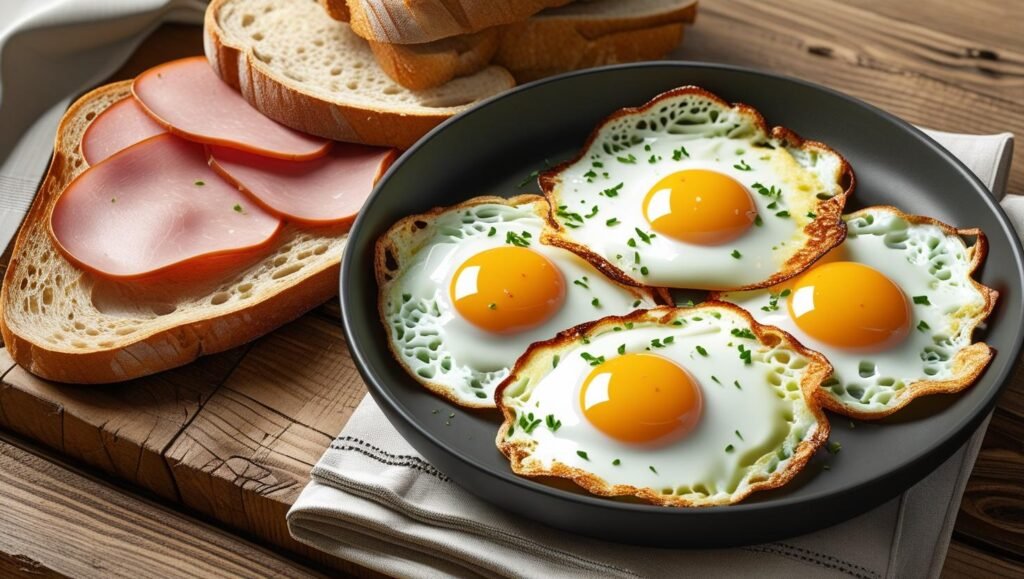 Desayuno Facil y Rapido De Preparar Jamon Huevo y Tostadas ()