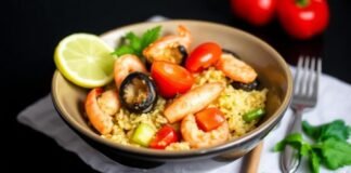 Guiso De Mariscos Con Arroz y Salsa Criolla (Arroz con Mariscos) Guiso De Mariscos Con Arroz y Salsa Criolla Arroz con Mariscos