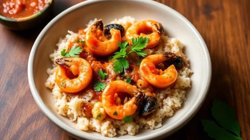 Guiso De Mariscos Con Arroz y Salsa Criolla Arroz con Mariscos