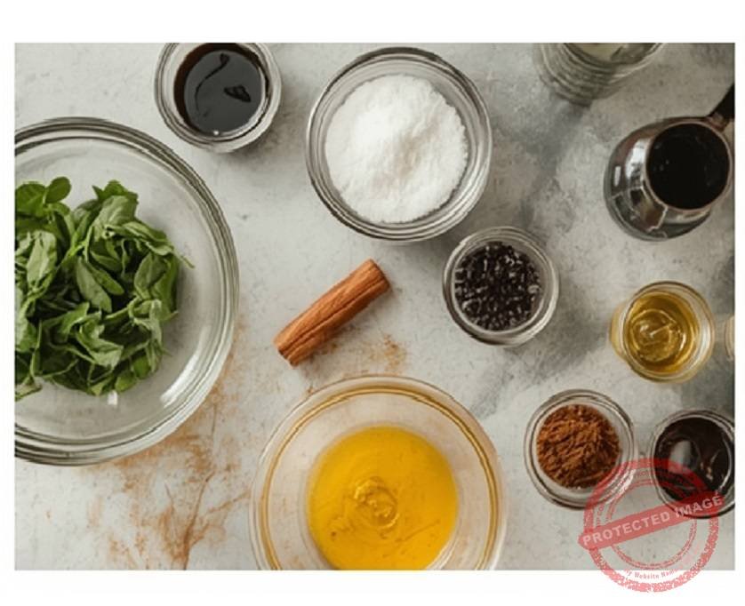 Ingredientes medidos en una mesa de cocina
