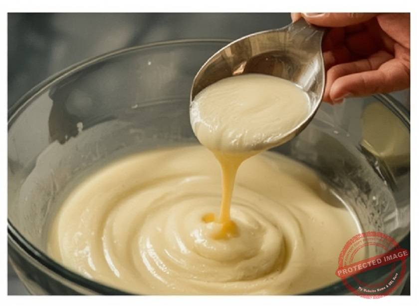 La crema espesando en cacerola