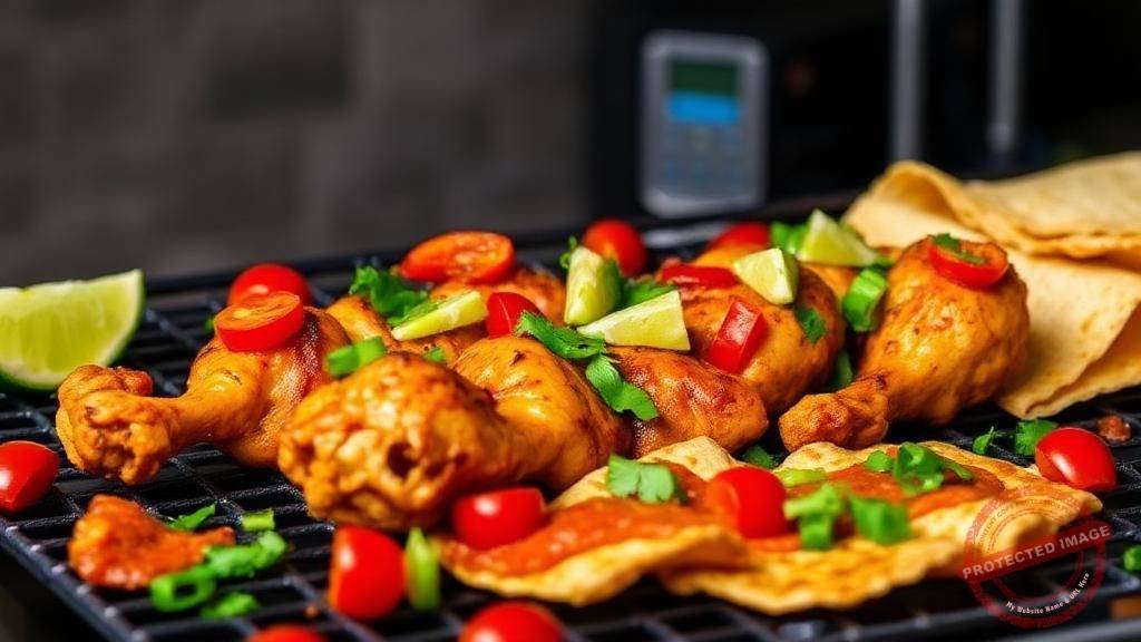 Pollo Asado Con Salsa De Tomatillo Y Tortillas A La Parrilla