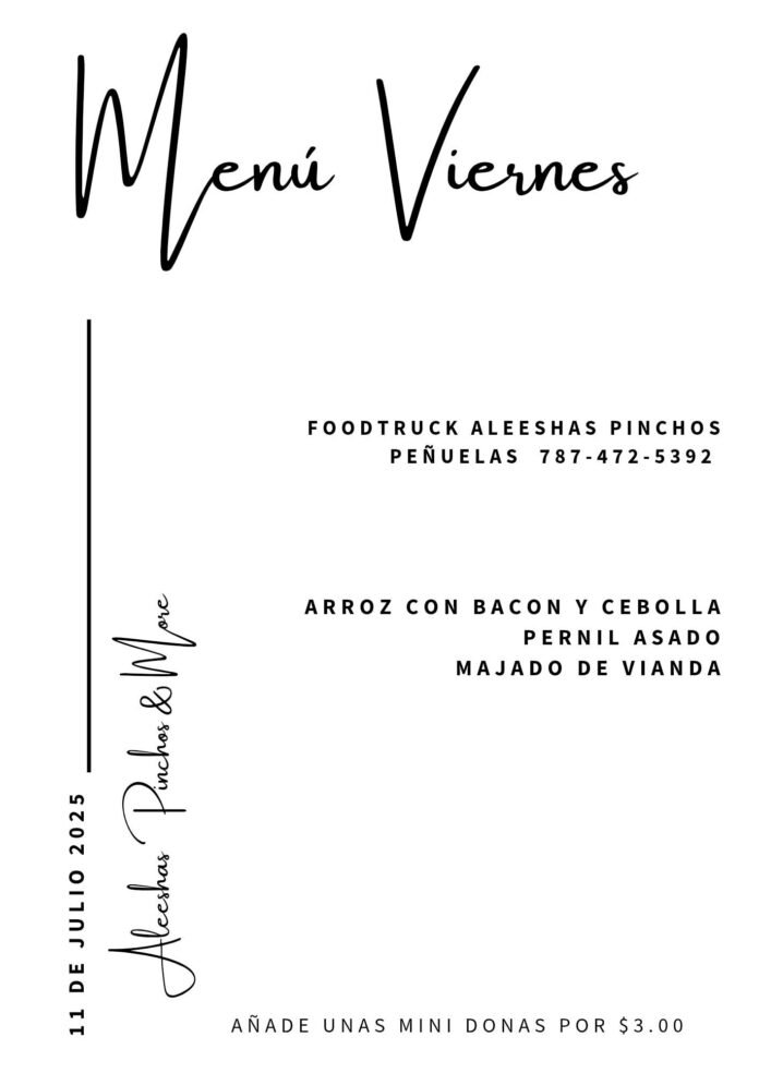 Menu Especial de Viernes en Aleeshas Pinchos – de Julio