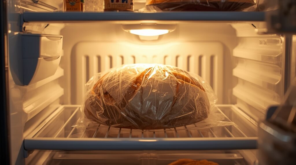 Masa envuelta en plástico, descansando en el refrigerador