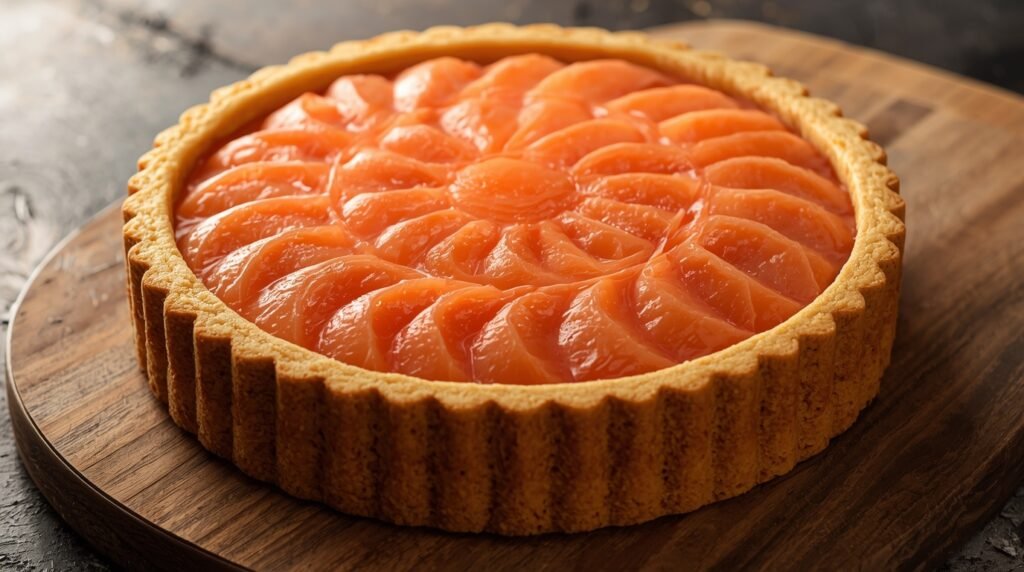 Masa extendida en molde, relleno de guayaba vertiéndose, y rejilla de masa superior