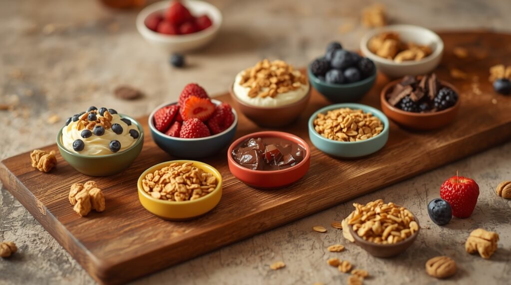 Variedades de cacahuates glaseados con toppings