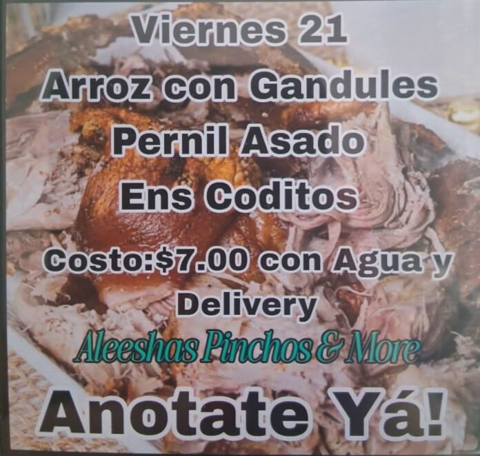 Pernil Asado: Si buscas comida puertorriqueña hecha con cariño y sazón auténtica, Aleesha’s Pinchos & More es tu mejor opción Asado